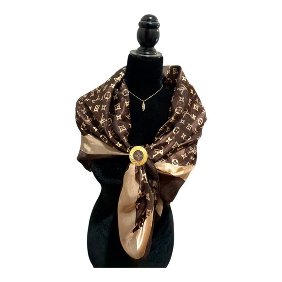 Custom Made Lieba USA Gold-Tone Scarf Ring Upcycled W/ Luxury Bag Canvas Accent - Picture 6 of 11